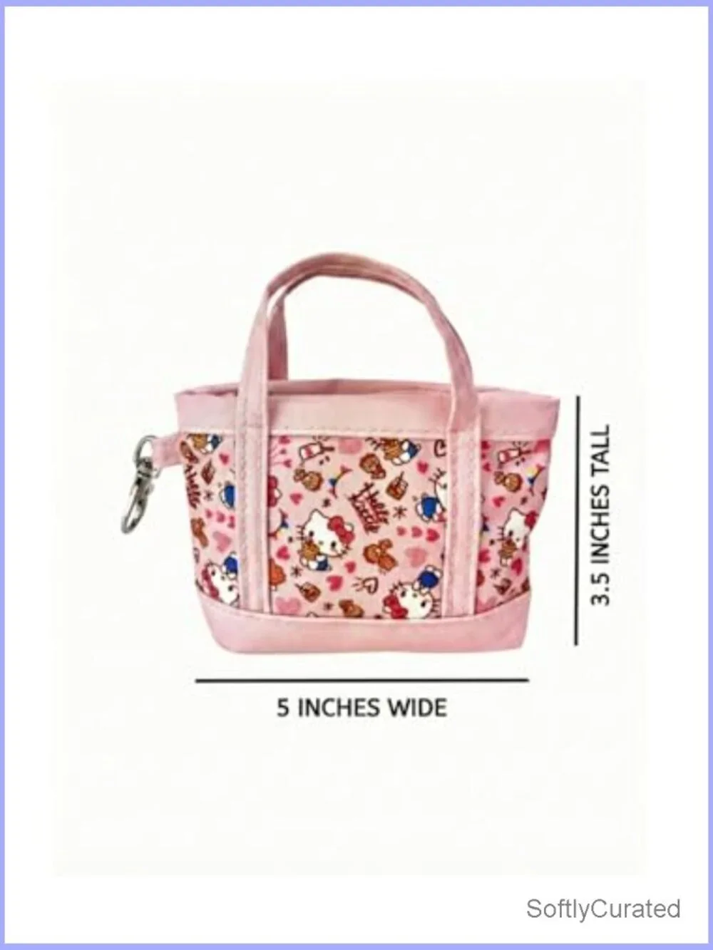Mini Tote Bag Charm Keychain Purse Canvas Lobster Clasp Zipper